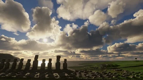 Aerial drone view of the Moai on Easter Island. Chile Stock-Footage 268678000