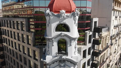 Aerial drone view of modern and classic architecture building, Buenos Aires Stock Footage 100896901