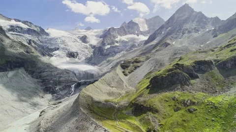 Aerial Drone View of Moiry Glacier in the Swiss Alps and Alpine Panorama Stock Footage 290050949