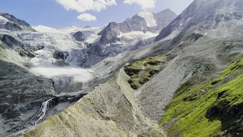 Aerial Drone View of Moiry Glacier and Alpine Landscape in Switzerland. Stock Footage 290051002