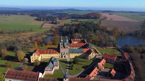 Aerial drone view of monastery Tepla - Czech Republic Stock Footage 291623975