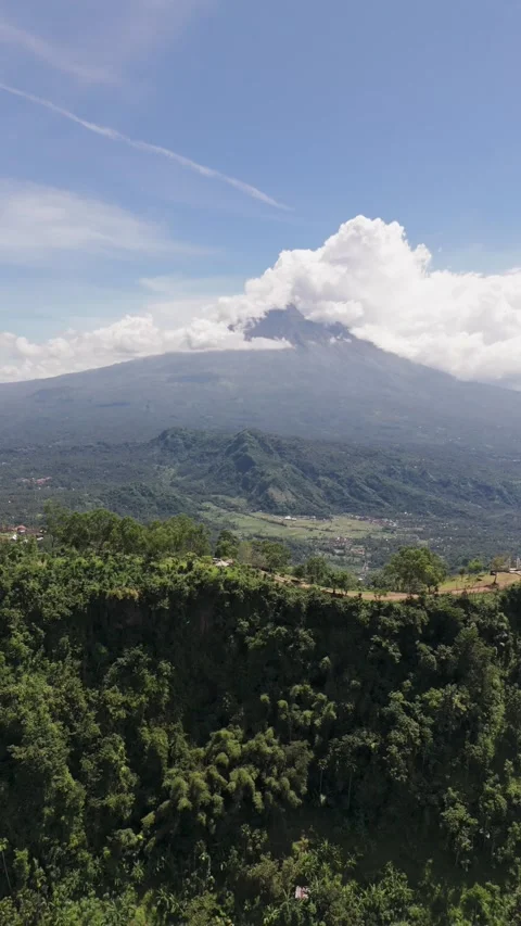 Aerial Drone View of Mount Agung Volcano in Bali, Indonesia Stock Footage 308341404