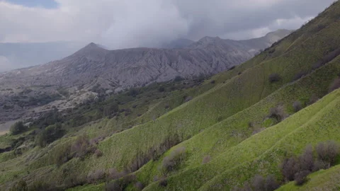 Aerial drone view of Mount Bromo volcano, East Java, Indonesia Stock Footage 320000932