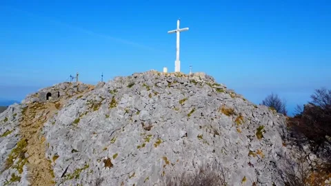 Aerial drone view of Mount Ernio or Hernio in Gipuzkoa, Basque Country Stock Footage 264118336