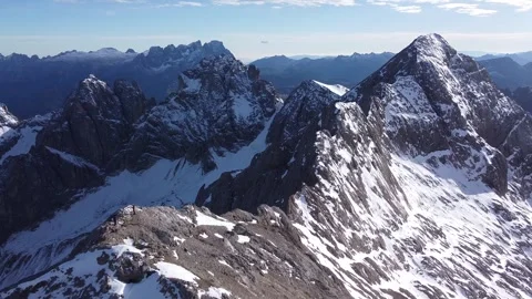 Aerial drone view of Mount Ombretta summit ridge in the Dolomites Stock Footage 327380662