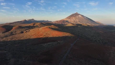 Aerial Drone View of Mount Teide Volcano and Volcanic Landscape in Tenerife Stock Footage 345599063
