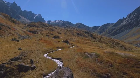 Aerial drone view of mountain river Stock Footage 113669955