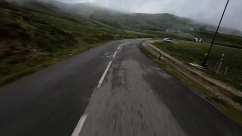 Aerial drone view of a mountain road. 스톡 동영상 243602990