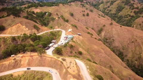 Aerial Drone View of Mountain Road Construction Area Stock Footage 337783947