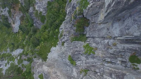Aerial drone view of mountain rocks and cliff, Tahoe Lake, California Video stock 100848860
