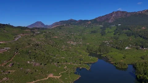 Aerial Drone View of Munnar Tea Plantations, India Scenic Mountain Landscape Stock Footage 328331665
