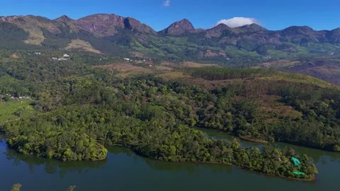 Aerial Drone View of Munnar Tea Plantations, India Scenic Mountain Landscape Stock Footage 328331771
