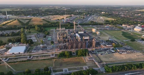 Aerial drone view of a naphtha cracker installation. Stock Footage 249556413