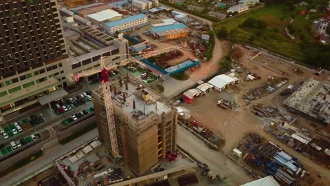 Aerial Drone View of New Construction Building Stock Footage 296832166