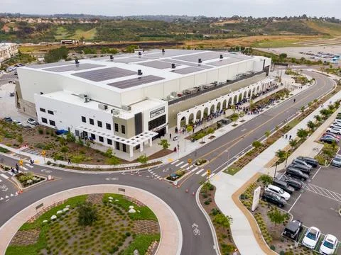 Aerial Drone View of the New Frontwave Arena in Oceanside CA Stock Photos