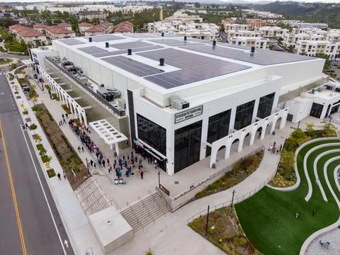 Aerial Drone View of the New Frontwave Arena in Oceanside CA Stock Photos