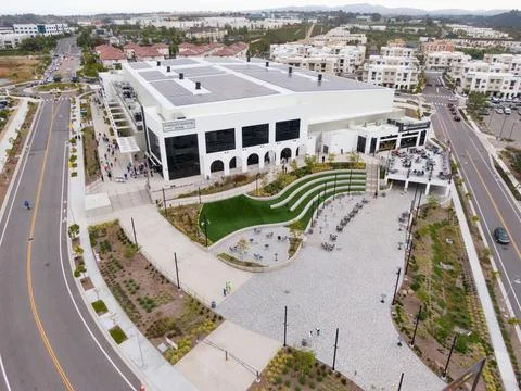Aerial Drone View of the New Frontwave Arena in Oceanside CA Stock Photos