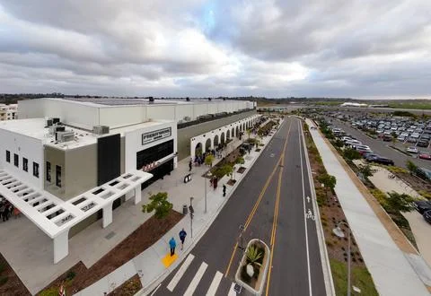 Aerial drone view of the new Frontwave Arena in Oceanside CA. Stock Photos