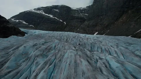 Aerial Drone View of Nigardsbreen Glacier Norway Showing Glacier Retreat 스톡 동영상 339136667