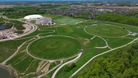 Aerial Drone View of North Maple Regional Park Trails and Sports Fields Video stock 335798013