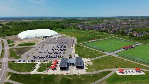 Aerial Drone View of North Maple Regional Park Trails and Sports Fields 스톡 동영상 335798017
