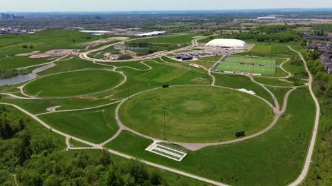 Aerial Drone View of North Maple Regional Park Trails and Sports Fields 스톡 동영상 335798023