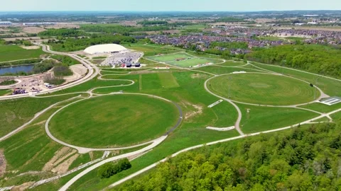 Aerial Drone View of North Maple Regional Park Trails and Sports Fields 스톡 동영상 335798029