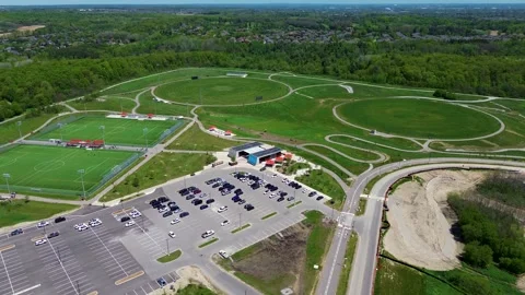 Aerial Drone View of North Maple Regional Park Trails and Sports Fields 스톡 동영상 335798035
