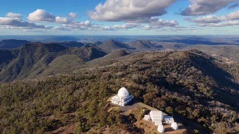 Aerial Drone View of Observatory in Mountain Landscape Stockbeeldmateriaal 313968976