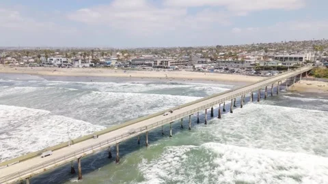 Aerial Drone View of Ocean Beach Pier and Shoreline Video stock 311833191