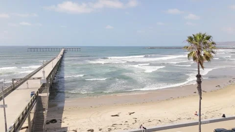 Aerial Drone View of Ocean Beach Pier and Shoreline Video stock 311833192