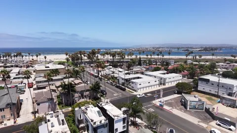 Aerial Drone View of Ocean Beach Coastline and Pier, San Diego Stock-Footage 340657493