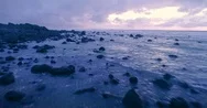 Aerial Drone View Of Ocean Waves Breaking At Sunset, New Plymouth New Zealand Stock Footage
