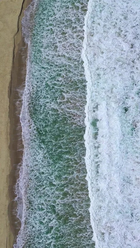 Aerial Drone View of Ocean Waves Crashing and Breaking at Sea Stock Footage 315094898
