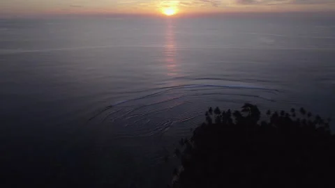 Aerial drone view of ocean waves at sunset Stock Footage 319994369