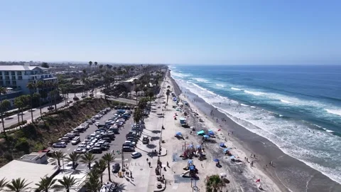 Aerial Drone View of Oceanside Pier, Beach and Coastal Town, Oceanside CA 스톡 동영상 340657579
