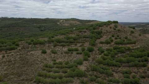 Aerial drone view of Odeleite Dam reservoir in Algarve, Portugal Stock Footage 132641737