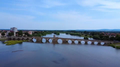 Aerial drone view of the Old Bridge in Svilengrad, Bulgaria. Stock Footage 311011642