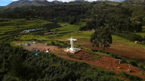 Aerial drone view of an old town Cusco - The capital of Inca civilization. Peru Stock Footage 105879853