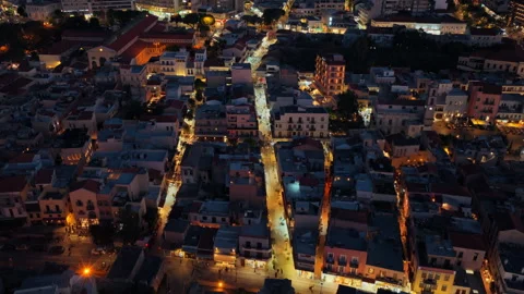 Aerial drone view of the old town rooftops around the covered market hall at Stock Footage 339290800