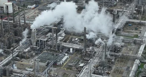 Aerial drone view on one of the largest chemical clusters in northwestern Stock Footage 270291111