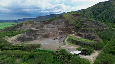 Aerial Drone View of Open Pit Mining Operation Stock Footage 321506094