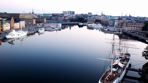 Aerial drone view over Af Chapman in Stockholm Stock-Footage 109448768