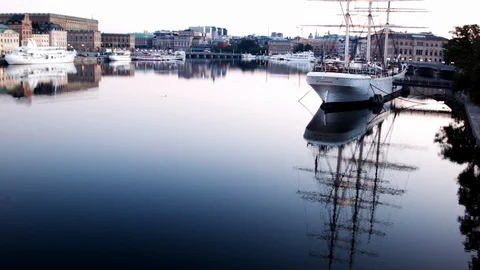 Aerial drone view over Af Chapman in Stockholm Vídeo Stock 109449835