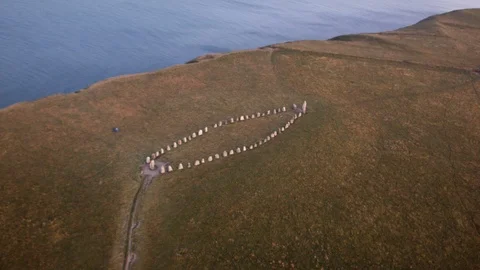 Aerial drone view over Ale stenar at night Stock-Footage 109444515