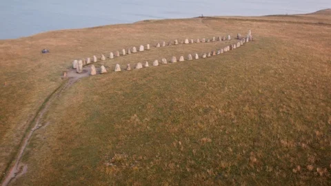 Aerial drone view over Ale stenar Vídeo Stock 109444830
