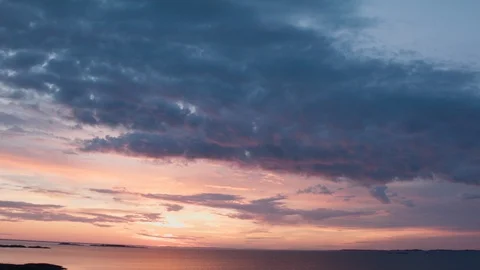 Aerial drone view over Archipelago at sunset Vídeo Stock 109454927
