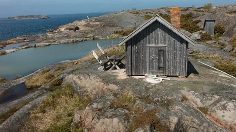 Aerial drone view over Archipelago cottages Vídeo Stock 109501217