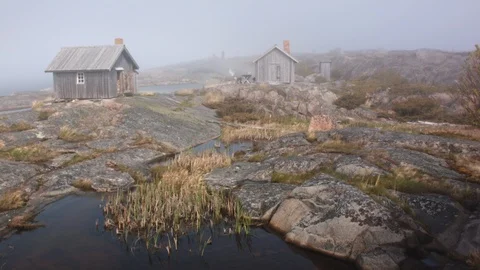 Aerial drone view over Archipelago cottages Stock-Footage 109502435