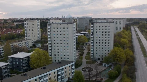 Aerial drone view over Årsta in Stockholm Stock-Footage 109434703